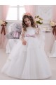Cheap Ivory Ball Gown Bateau Neck Long Chapel Train Sleeveless Flower Girl Dress Canada