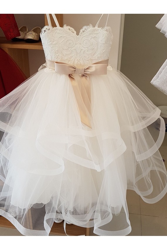 Cheap Ivory Ball Gown High Neck Floor Length Flower Girl Dress Canada