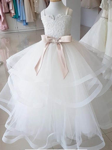 Cheap Ivory Ball Gown High Neck Floor Length Flower Girl Dress Canada