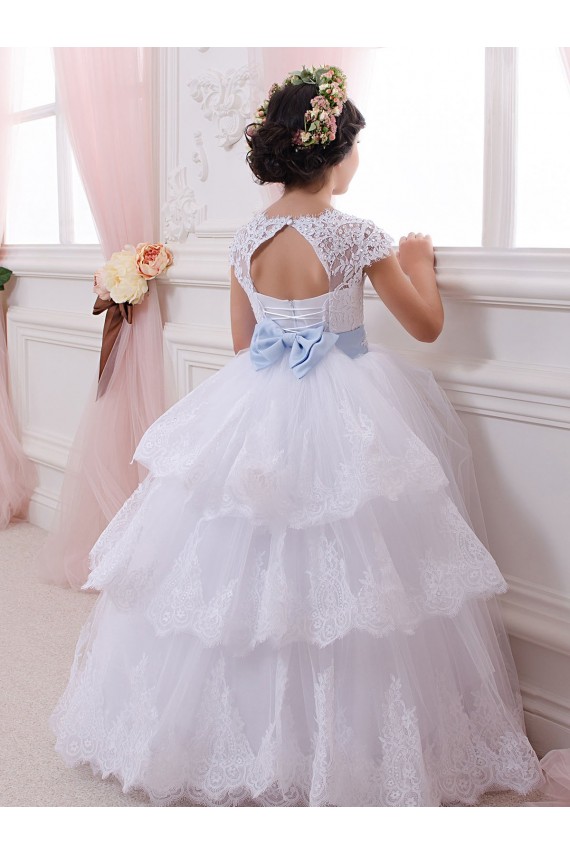 Cheap Ivory Ball Gown Sweetheart Chapel Train Cap Sleeve Flower Girl Dress Canada