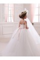 Cheap Ivory Ball Gown Sweetheart Chapel Train Sleeveless Flower Girl Dress Canada
