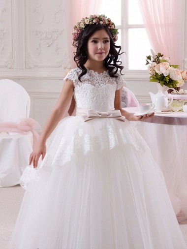 Cheap Ivory Ball Gown Sweetheart Floor Length Sleeveless Flower Girl Dress Canada
