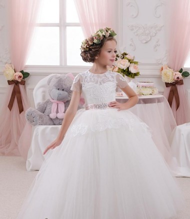 Cheap Ivory Ball Gown Sweetheart Sleeveless Long Flower Girl Dress Canada