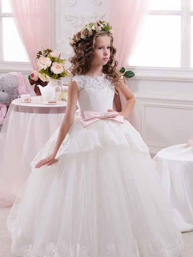 Cheap Ivory Ball Gown Sweetheart V-Back Sleeveless Flower Girl Dress Canada