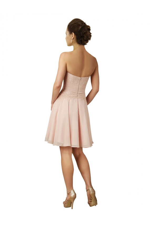 Cheap Lace and Chiffon Bridesmaid Dress / Cocktail Dress with Unique Neckline Canada