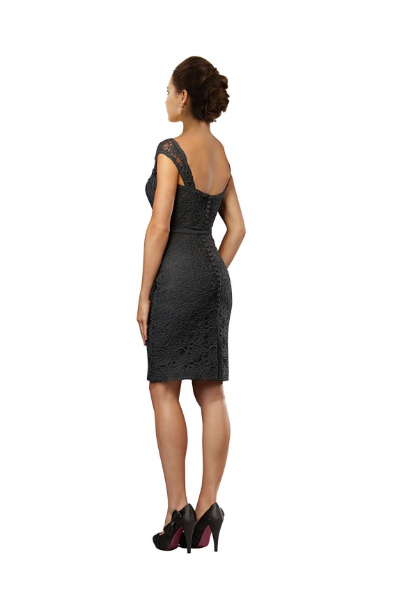 Cheap Knee Length Lace Bridesmaid Dress / Cocktail Dress with Matching Chiffon Tie Sash Canada