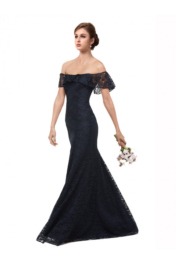 Cheap Off the Shoulder Long Lace Bridesmaid Dress / Prom Dress with Flutter Sleeves Canada