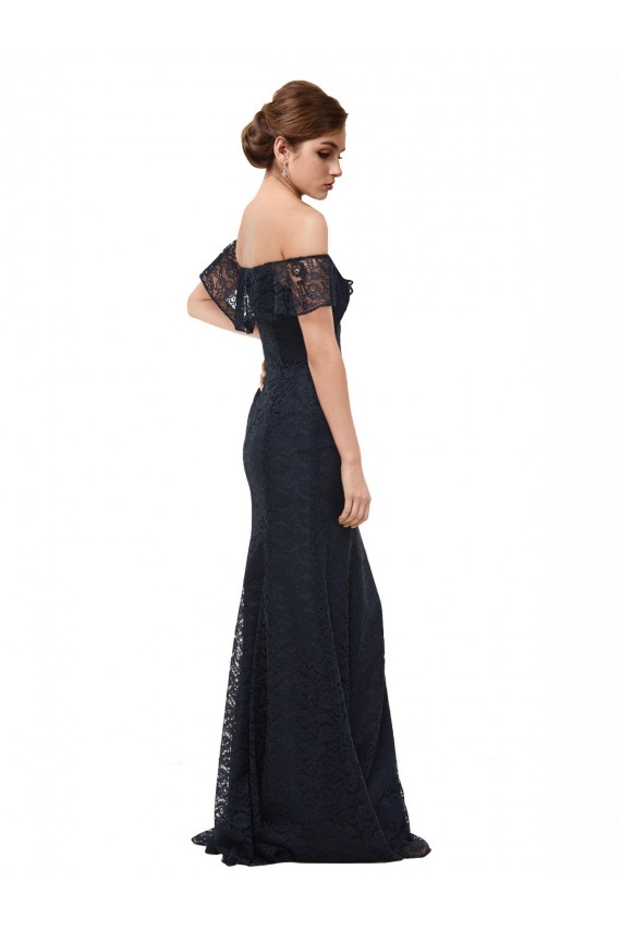 Cheap Off the Shoulder Long Lace Bridesmaid Dress / Prom Dress with Flutter Sleeves Canada