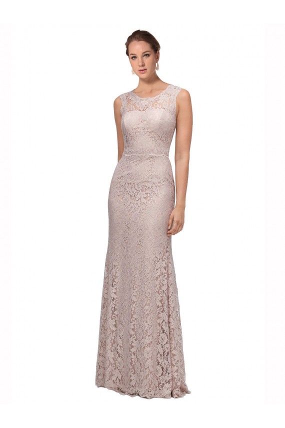 Cheap Long Sleeveless All Lace Bridesmaid Dress / Prom Dress with Scoop Neckline Canada