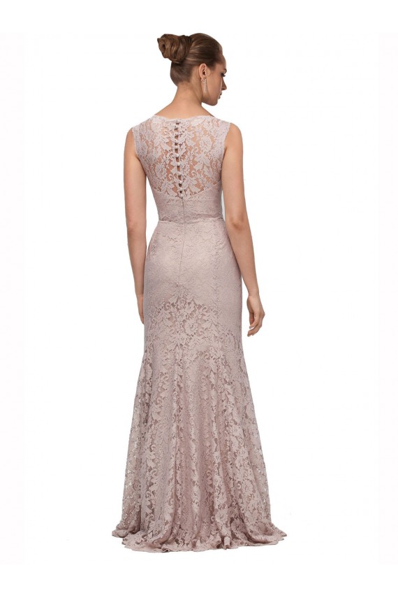 Cheap Long Sleeveless All Lace Bridesmaid Dress / Prom Dress with Scoop Neckline Canada