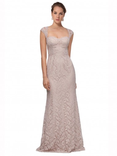 Cheap Sweetheart Neckline Cap Sleeves Lace Bridesmaid Dress / Prom Dress with Twist Canada