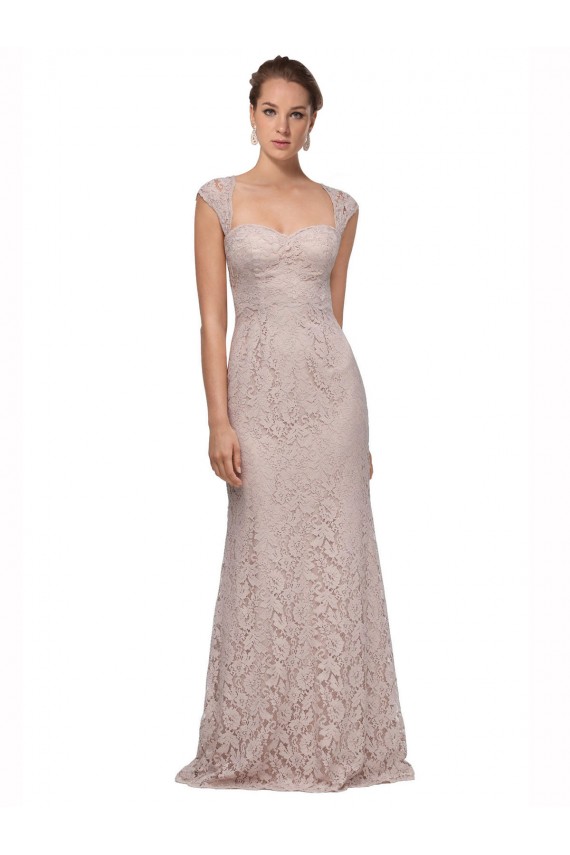 Cheap Sweetheart Neckline Cap Sleeves Lace Bridesmaid Dress / Prom Dress with Twist Canada