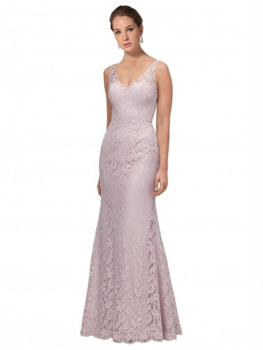Cheap Lace V-Neckline Long Full Length Bridesmaid Dress / Prom Dress Canada
