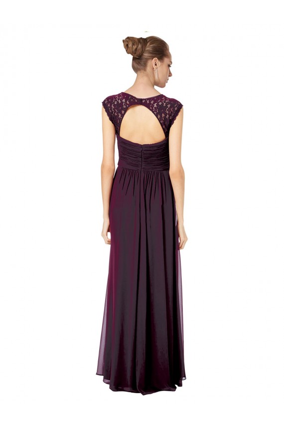 Cheap Long Chiffon Sweetheart Bridesmaid with Lace Straps and Keyhole Back Canada