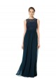 Cheap Long Chiffon Bridesmaid Dress with Lace Sleeveless Bodice and Keyhole Back Canada