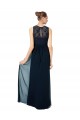 Cheap Long Chiffon Bridesmaid Dress with Lace Sleeveless Bodice and Keyhole Back Canada