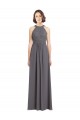 Cheap Long Chiffon Bridesmaid Dress with Corded Lace Bodice Canada