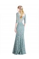 Cheap Half Sleeves Pleated Lace Bridesmaid Dress / Prom Dress with Wrap-Around Portrait Neckline Canada