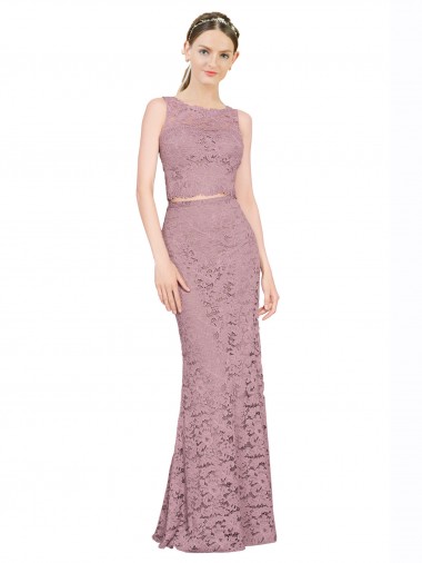 Cheap Sleeveless Crop Top High Neck Mermaid Lace Bridesmaid Dress / Prom Dress Canada