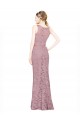 Cheap Sleeveless Crop Top High Neck Mermaid Lace Bridesmaid Dress / Prom Dress Canada