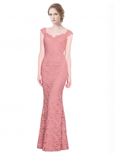Cheap Sweetheart Mermaid Long Lace Bridesmaid Dress / Prom Dress with Wide Straps Canada