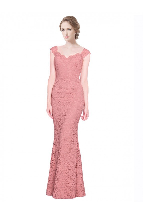 Cheap Sweetheart Mermaid Long Lace Bridesmaid Dress / Prom Dress with Wide Straps Canada