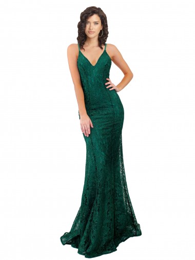 Cheap Black Tie Sleek Fishtail Shaped Long Lace Bridesmaid Dress / Prom Dress Canada