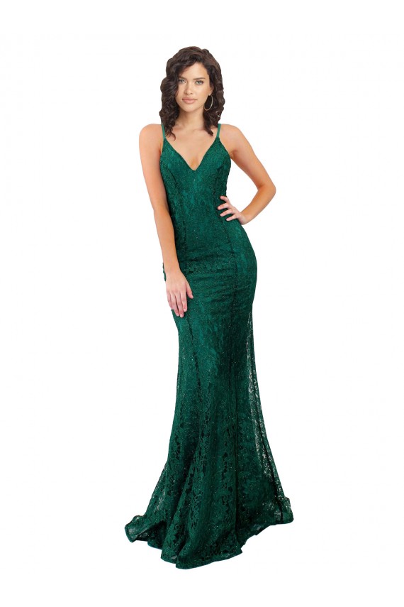 Cheap Black Tie Sleek Fishtail Shaped Long Lace Bridesmaid Dress / Prom Dress Canada