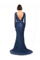 Cheap Long Sleeves Floor Length Vintage Lace Bridesmaid Dress with Deep V-Back Canada