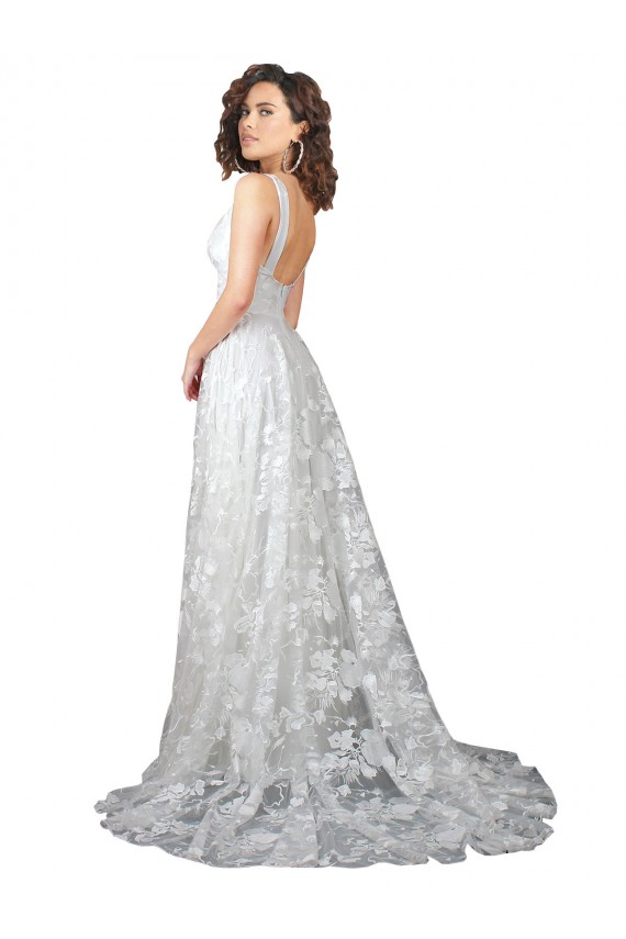 Cheap Plunging V-Neckline Wedding Dress with Slit Canada