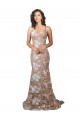 Cheap Fishtail Shaped V-Neck Embroidered Foral Lace Wedding Dress Canada