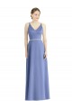 Cheap Long Floor Length V-Neck Satin Bridesmaid Dress with Spaghetti Straps Canada