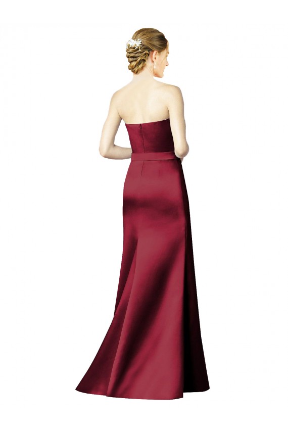 Cheap Strapless Satin Bridesmaid Dress with Asymmetrical Draped Bodice Canada