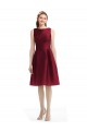 Cheap Short Midi Length Satin Cocktail Bridesmaid Dress with Bateau Neckline and V-Back Canada
