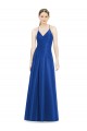 Cheap Full Pleated V-Neck Long Satin Bridesmaid Dress with Criss Cross Open Back Canada
