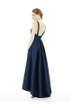 Cheap Full Length Sleeveless Long Satin Bridesmaid Dress with High Low Hem Detail Canada
