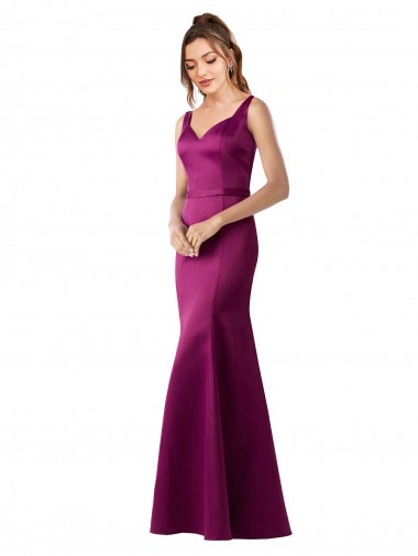 Cheap Fitted Sexy Open Back Formal Satin Bridesmaids Dress with Floral Details Canada