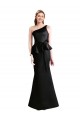 Cheap Long One Shoulder Satin Bridesmaid Dress with Bow Ties Canada
