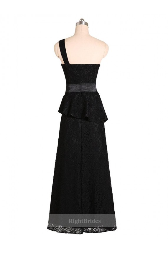 Cheap Long One Shoulder Satin Bridesmaid Dress with Bow Ties Canada