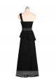 Cheap Long One Shoulder Satin Bridesmaid Dress with Bow Ties Canada