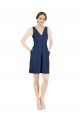 Cheap Deep V-Neck Short Knee Length Satin Cocktail Bridesmaid Dress with Slimming Pleats Canada