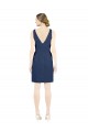 Cheap Deep V-Neck Short Knee Length Satin Cocktail Bridesmaid Dress with Slimming Pleats Canada