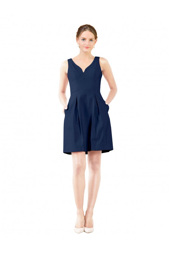 Cheap V-Neck A-Line Satin Cocktail Bridesmaid Dress with Pockets Canada