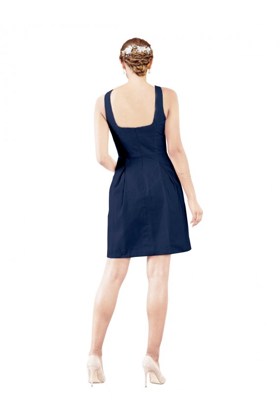Cheap V-Neck A-Line Satin Cocktail Bridesmaid Dress with Pockets Canada