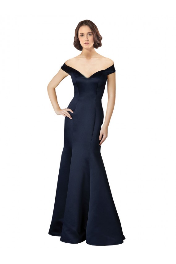Cheap Fit and Flare Satin Bridesmaid Dress / Prom Dress with Off the Shoulder Neckline Canada