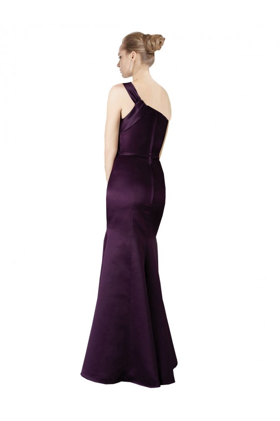 Cheap Long Ruched Neckline One Shoulder Satin Bridesmaid Dress / Prom Dress Canada