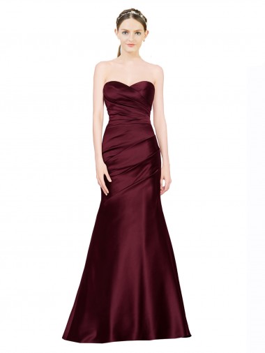 Cheap Mermaid Sweetheart Soft Formal Satin Bridesmaid Dress / Prom Dress with Pleats Canada