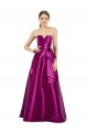 Cheap Sleeveless V-Neck Long Satin Bridesmaid Dress / Prom Dress with Bow Waist Canada