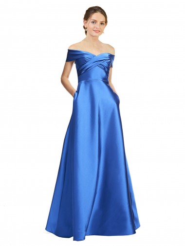 Cheap Sleeveless Off the Shoulder Ball Gown Formal Satin Bridesmaid Dress / Prom Dress Canada