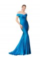 Cheap Off the Shoulder Long Chapel Train Formal Satin Bridesmaid Dress / Prom Dress Canada